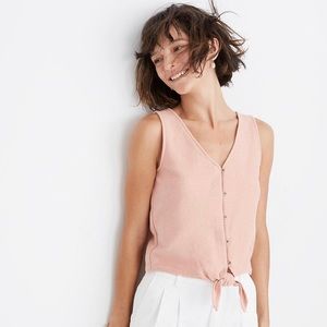 Texture & Thread Button-Front Tie Tank Top
